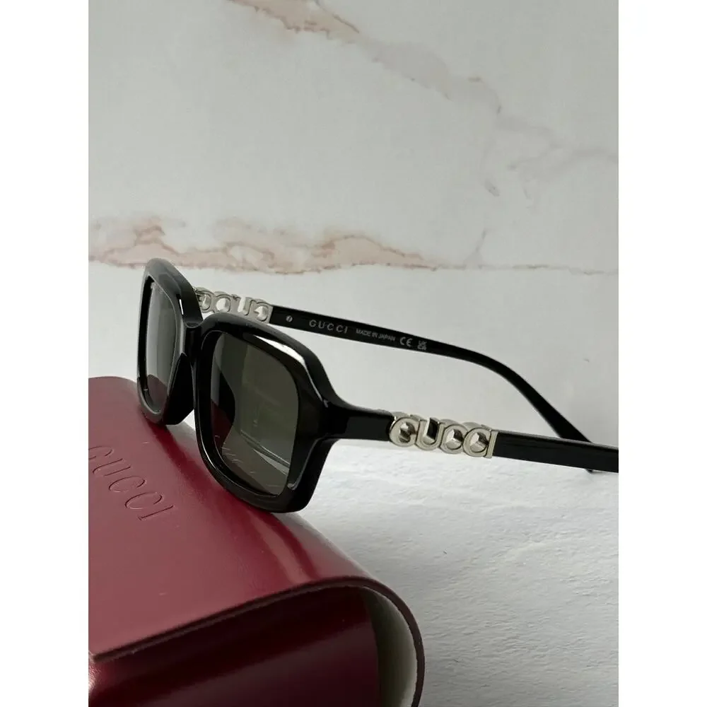 NEW Gucci GG2152S Black Logo Rectangular Sunglasses $515